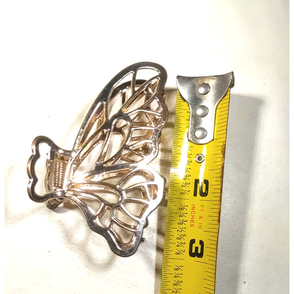 Butterfly Wings Gold Tone Alligator Clip Barrette Metal - Picture 6 of 6